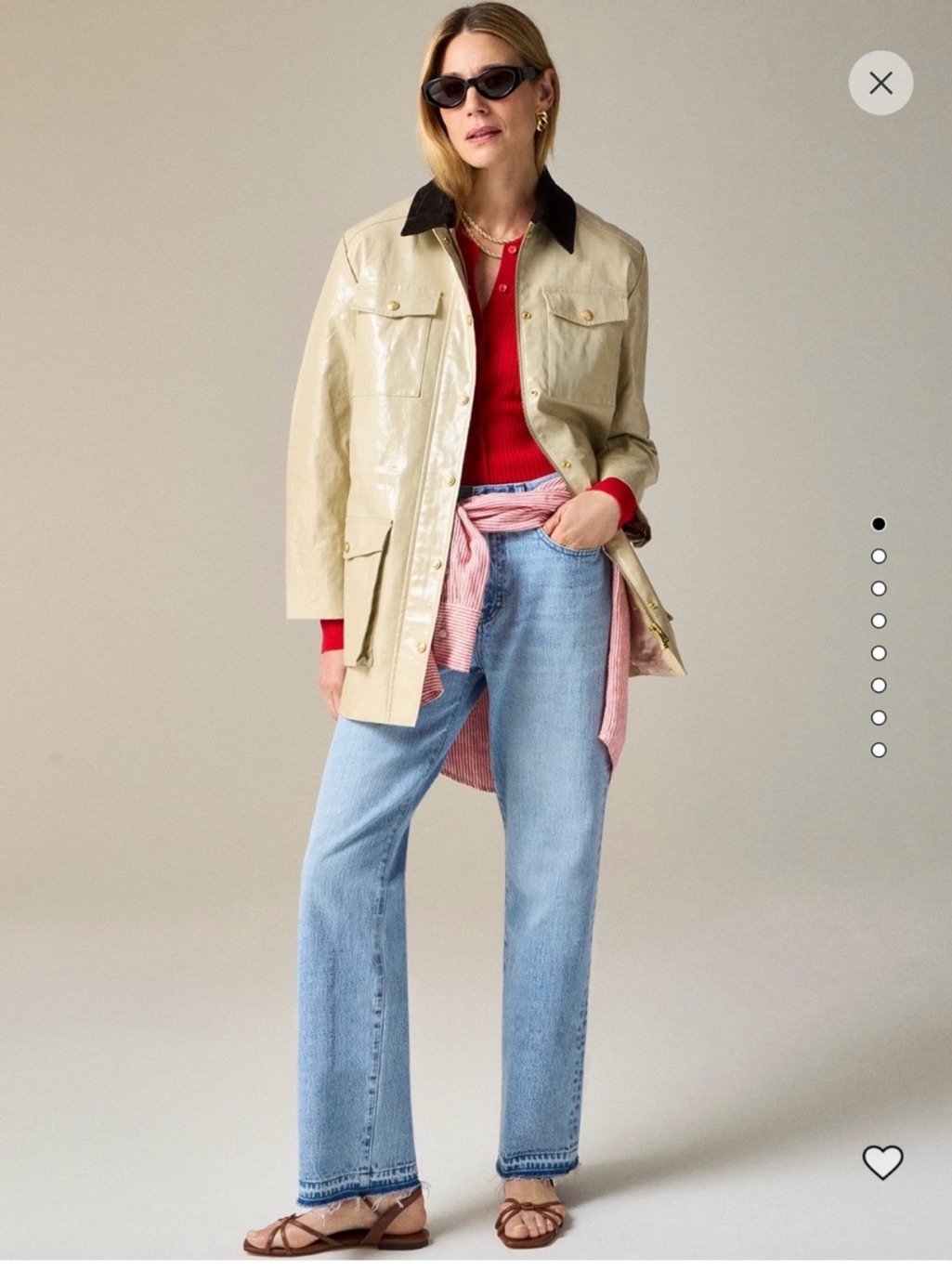 Nwot J Crew Barn Jacket In Laminated Linen